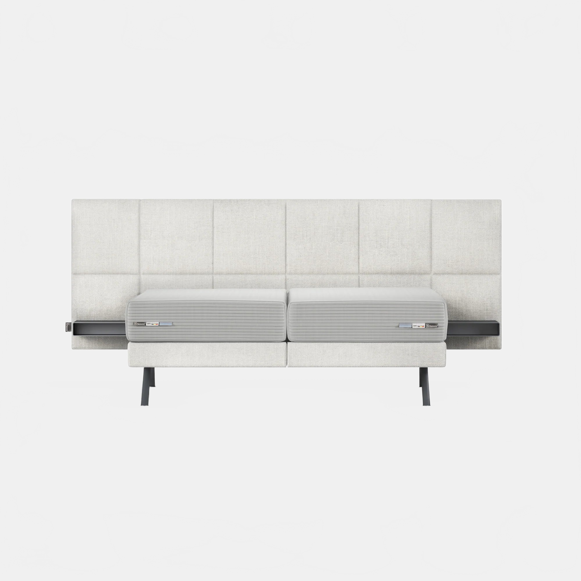 Bed Bergamo - Grey 03 SQUARE LARGE HEADBOARD + BOX SPRING | KING SIZE KREAMAT