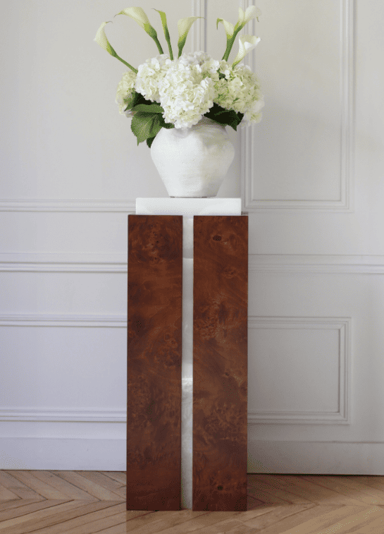 PLINTH COMO PLINTH WHITE ONYX & BROWN WOOD MARBERA