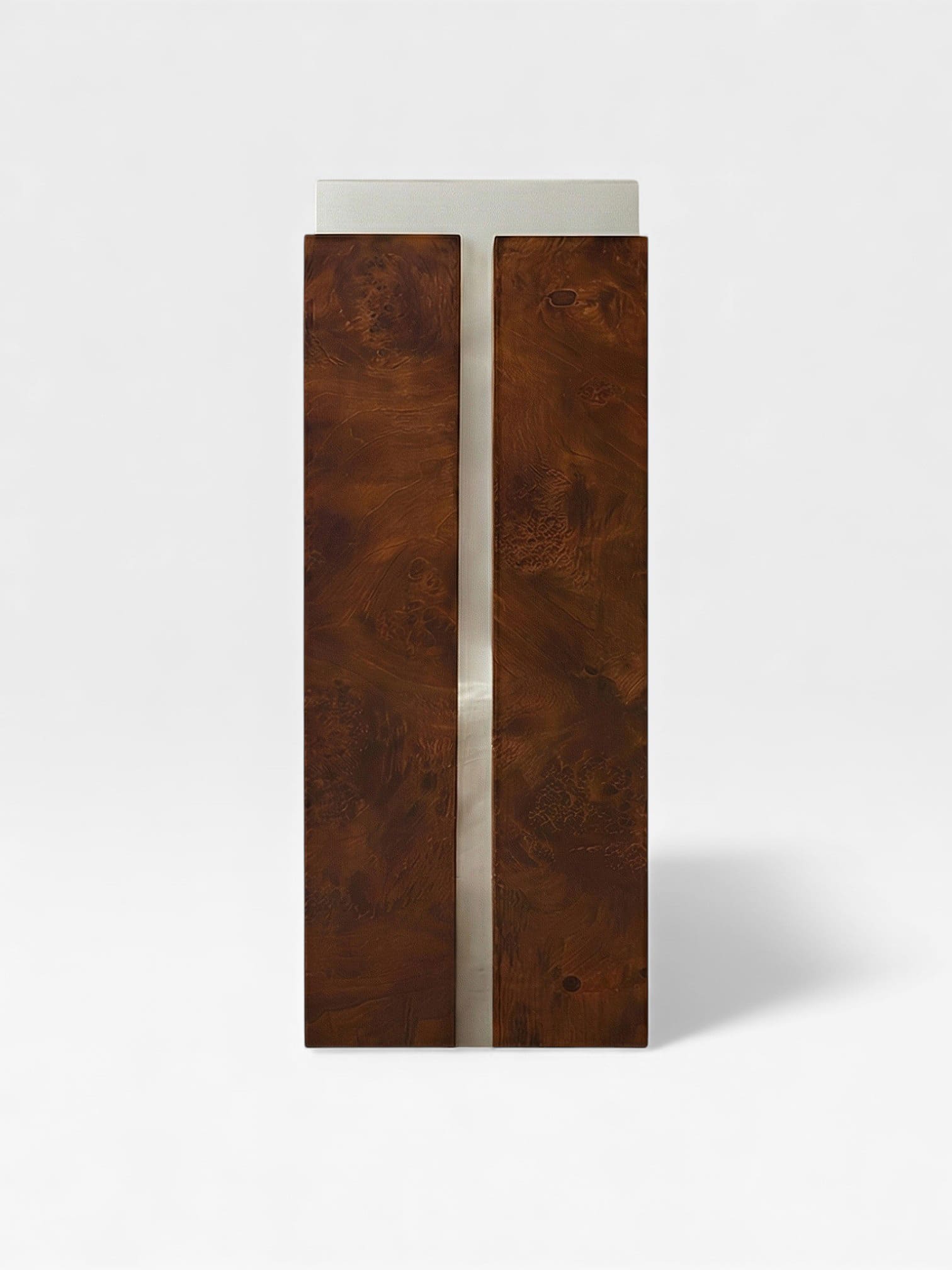 PLINTH COMO PLINTH WHITE ONYX & BROWN WOOD MARBERA
