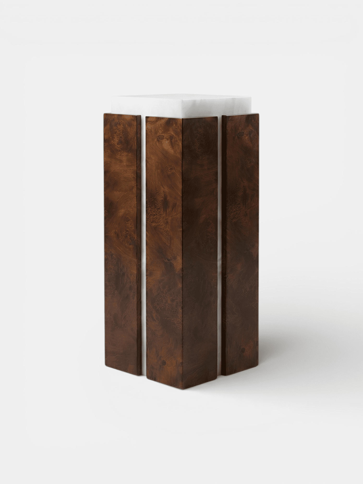 PLINTH COMO PLINTH WHITE ONYX & BROWN WOOD MARBERA