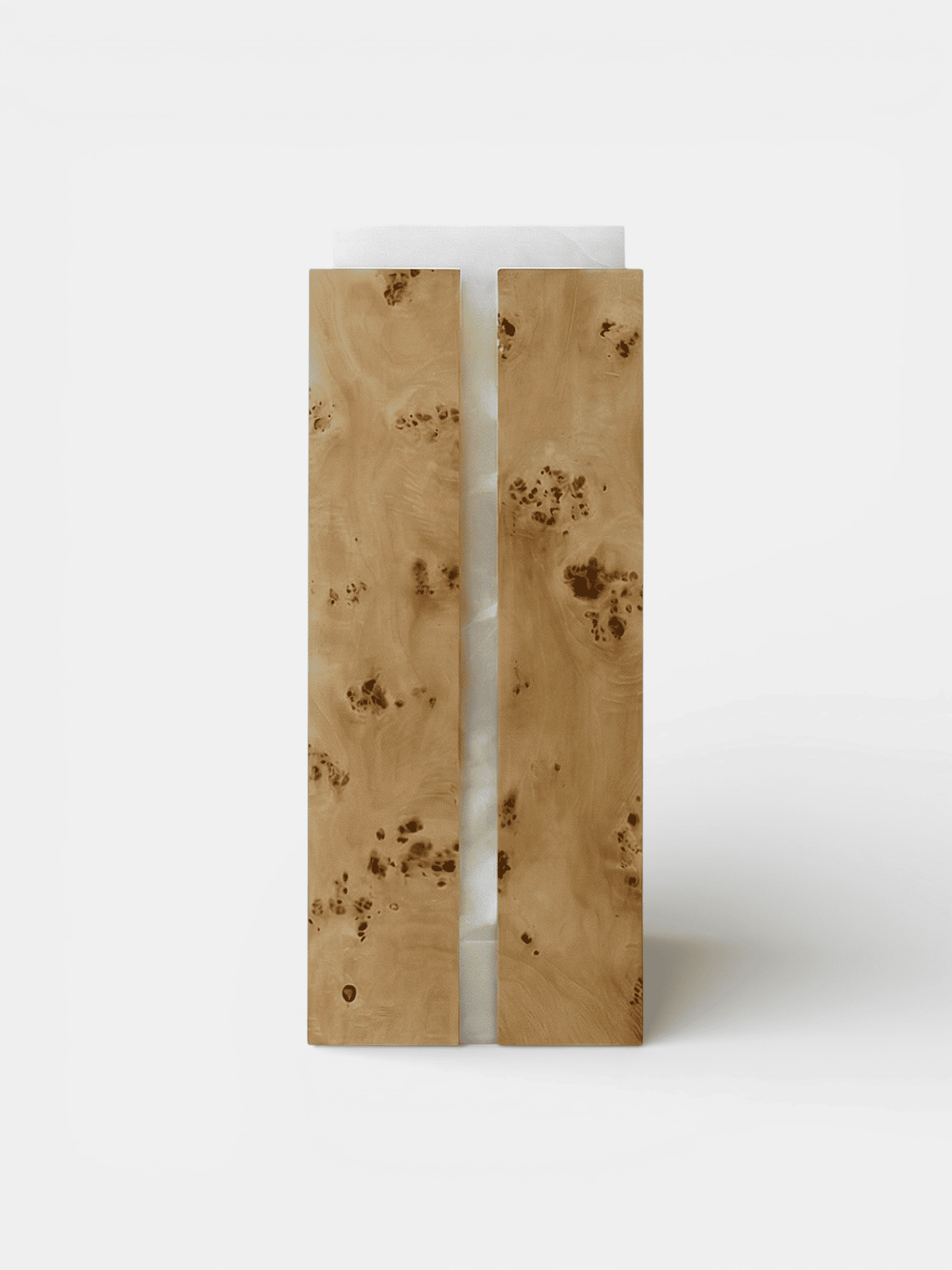 PLINTH COMO PLINTH WHITE ONYX & BURL WOOD MARBERA