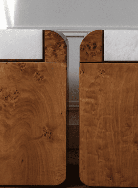 Side Table AMO BURL WOOD STORAGE TABLE MARBERA