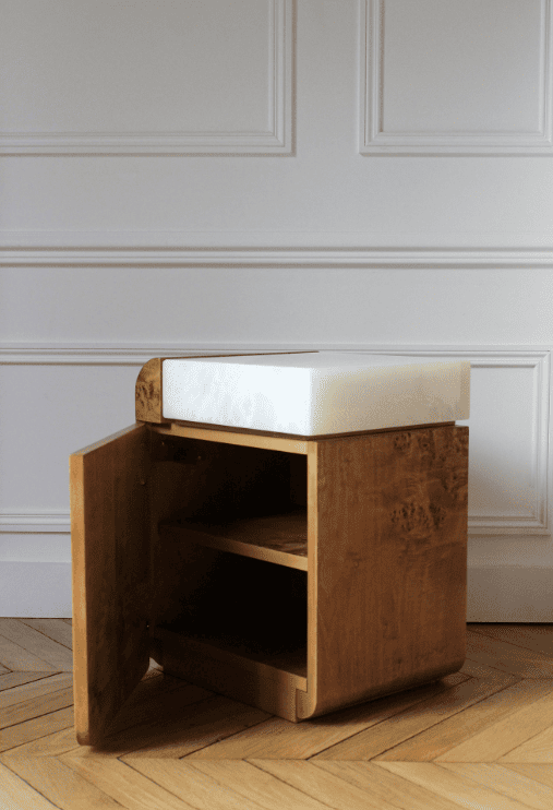 Side Table AMO BURL WOOD STORAGE TABLE MARBERA