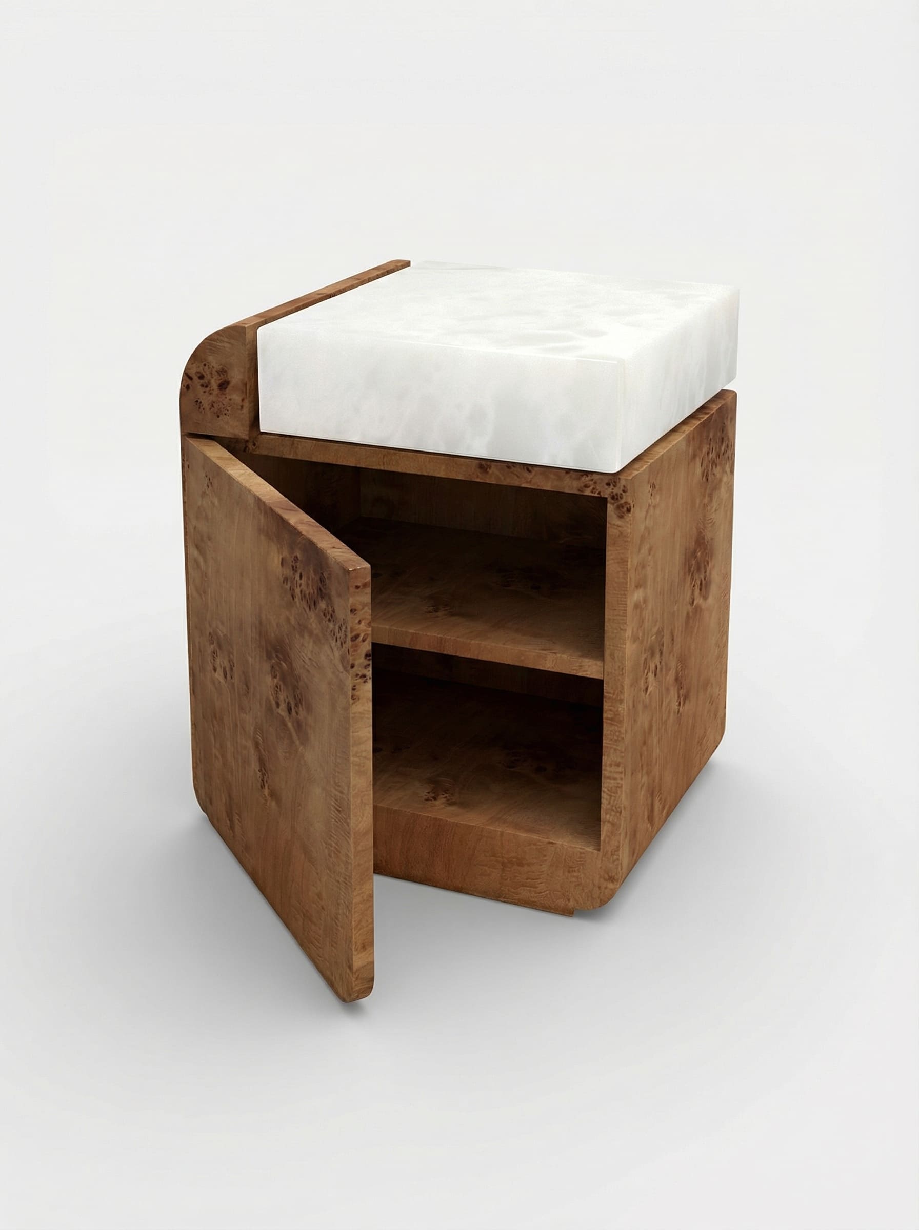 Side Table AMO BURL WOOD STORAGE TABLE MARBERA