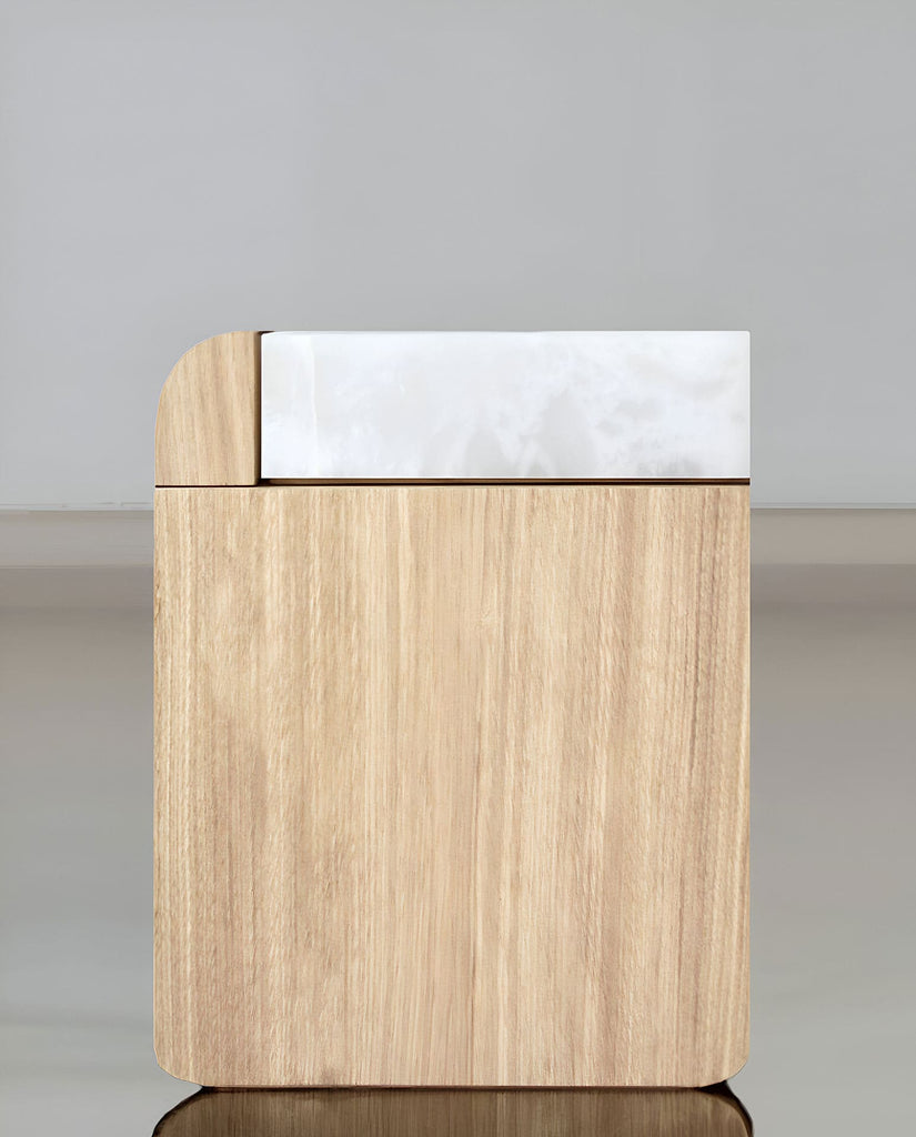 Side Table AMO OAK & WHITE ONYX STORAGE TABLE MARBERA