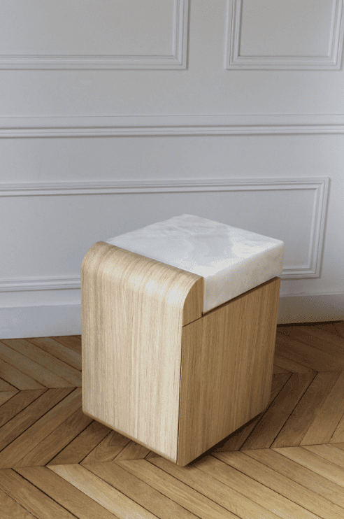 Side Table AMO OAK & WHITE ONYX STORAGE TABLE MARBERA