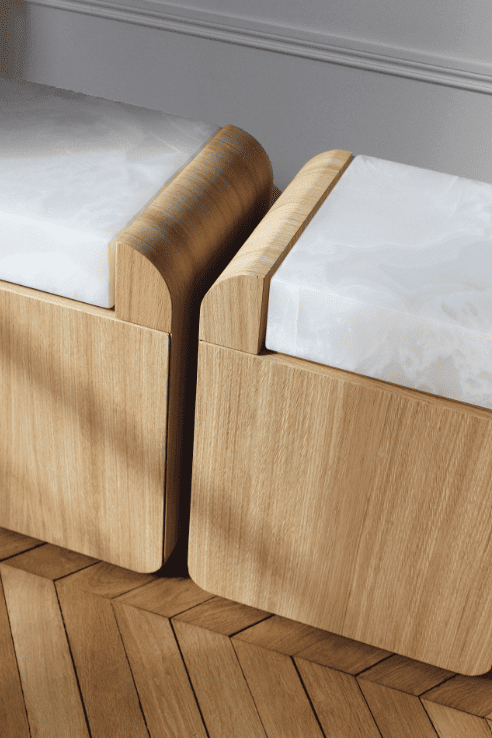 Side Table AMO OAK & WHITE ONYX STORAGE TABLE MARBERA