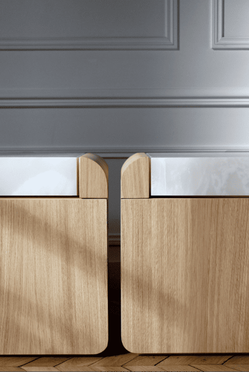 Side Table AMO OAK & WHITE ONYX STORAGE TABLE MARBERA