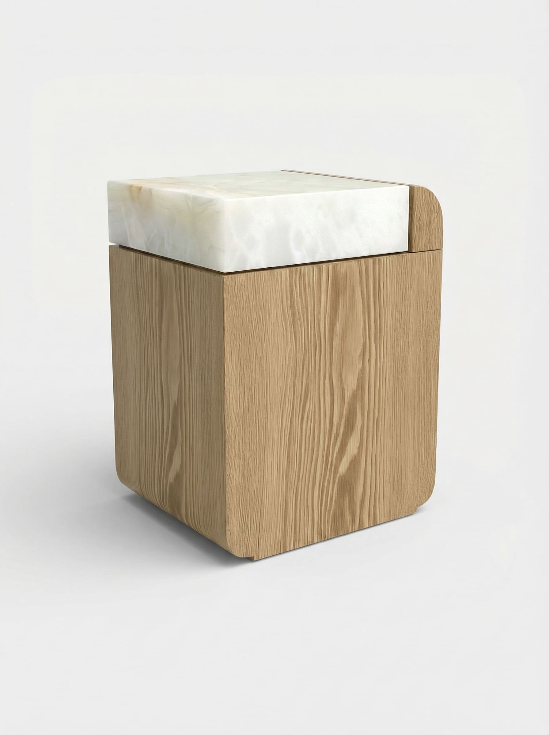 Side Table AMO OAK & WHITE ONYX STORAGE TABLE MARBERA