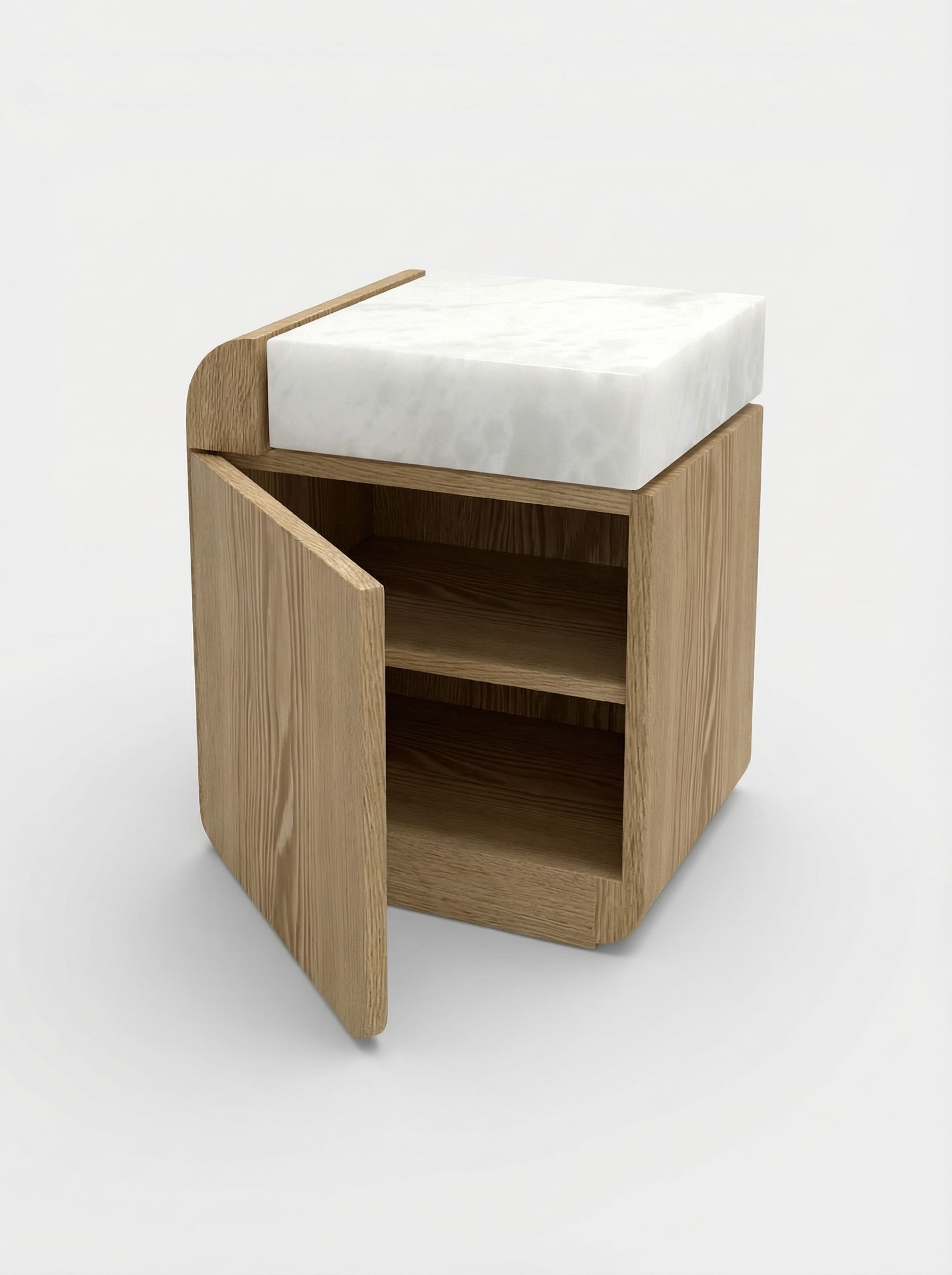 Side Table AMO OAK & WHITE ONYX STORAGE TABLE MARBERA