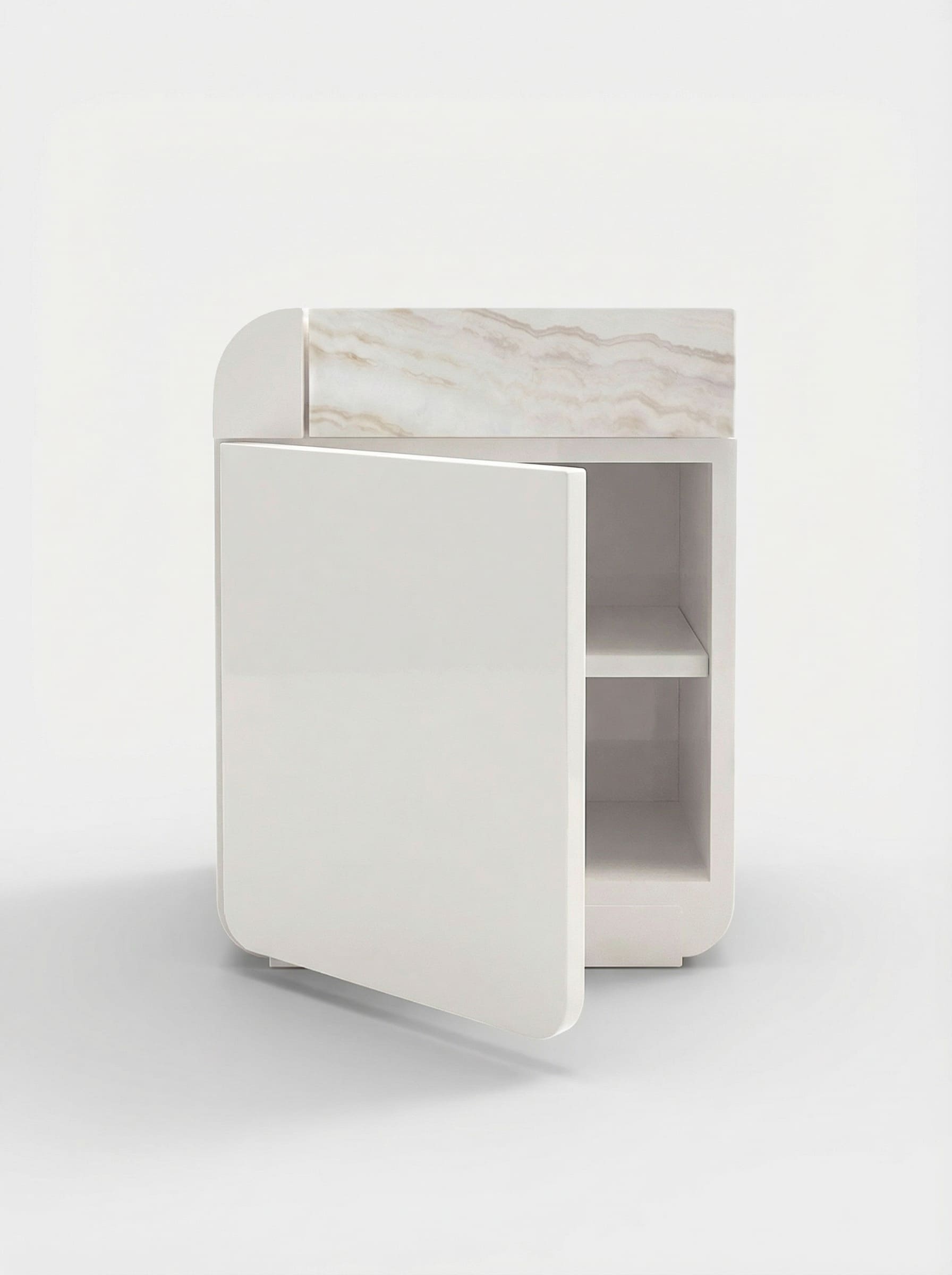 Side Table AMO OFF-WHITE & IVORY ONYX STORAGE TABLE MARBERA
