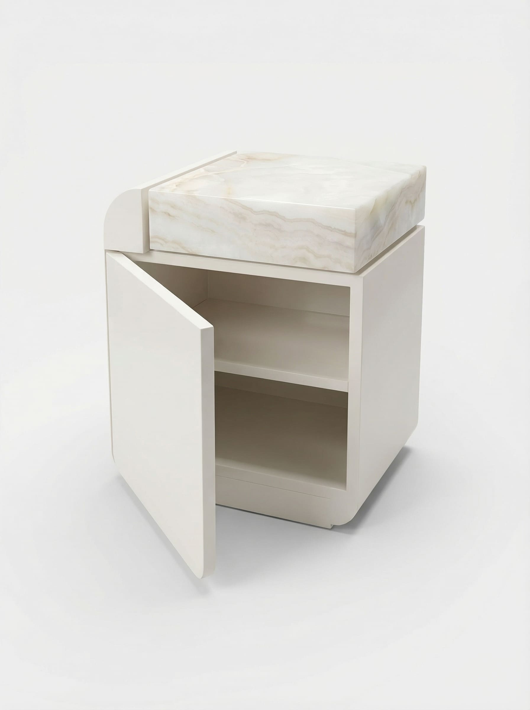 Side Table AMO OFF-WHITE & IVORY ONYX STORAGE TABLE MARBERA