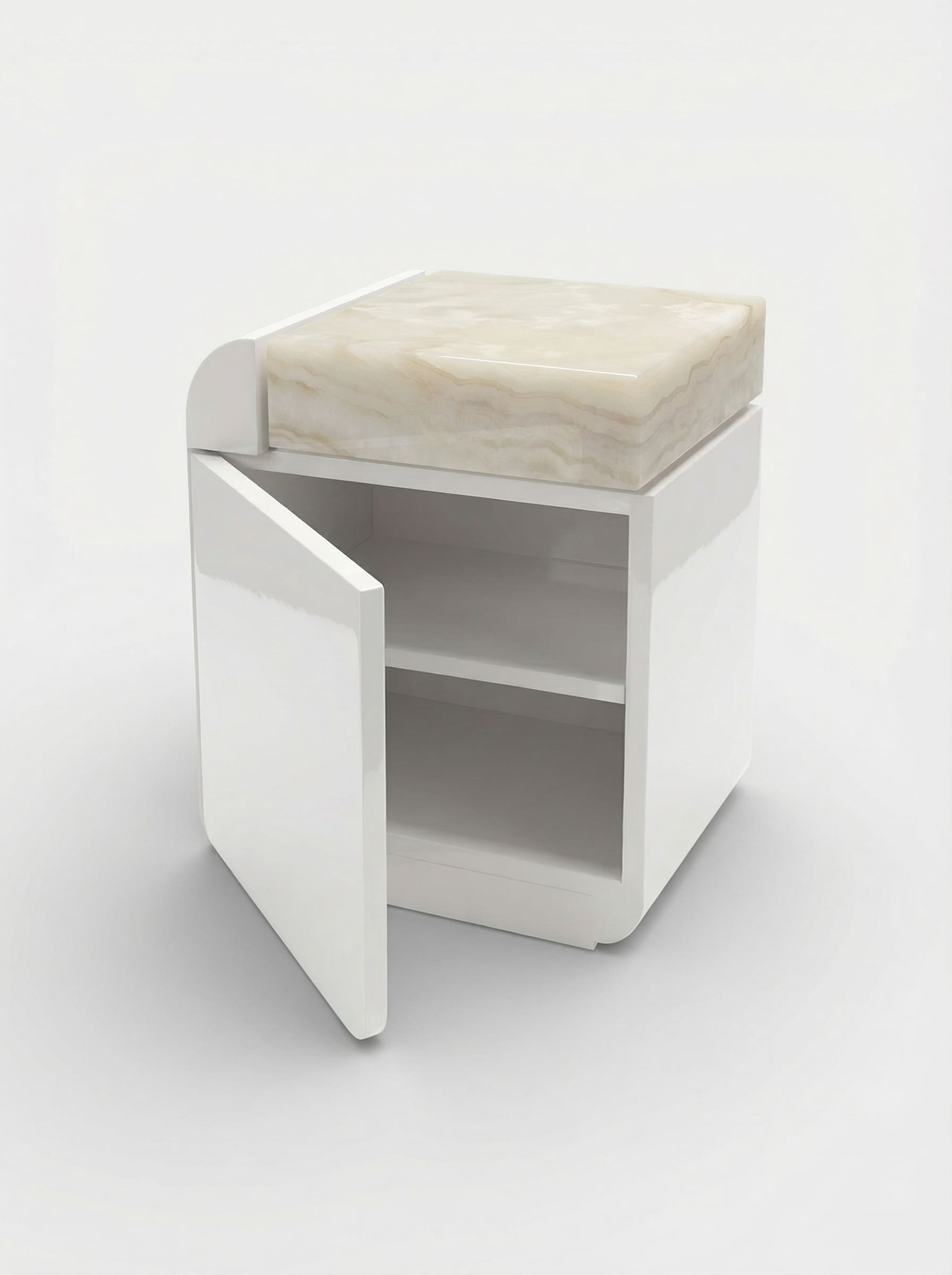 Side Table AMO OFF-WHITE & IVORY ONYX STORAGE TABLE MARBERA