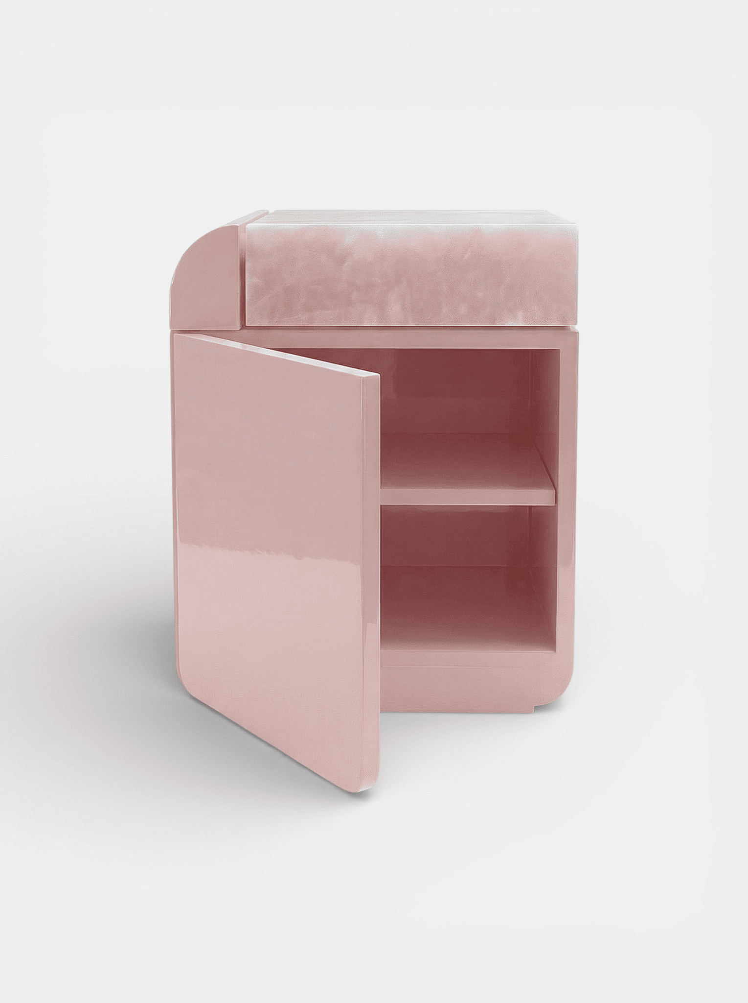 Pink Table Rack Amo Pink Storage Side Table | Onyx & Lacquered Wood – GAIA'S ROOTS