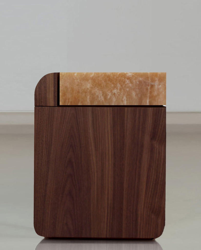Side Table AMO WALNUT & HONEY ONYX STORAGE TABLE MARBERA