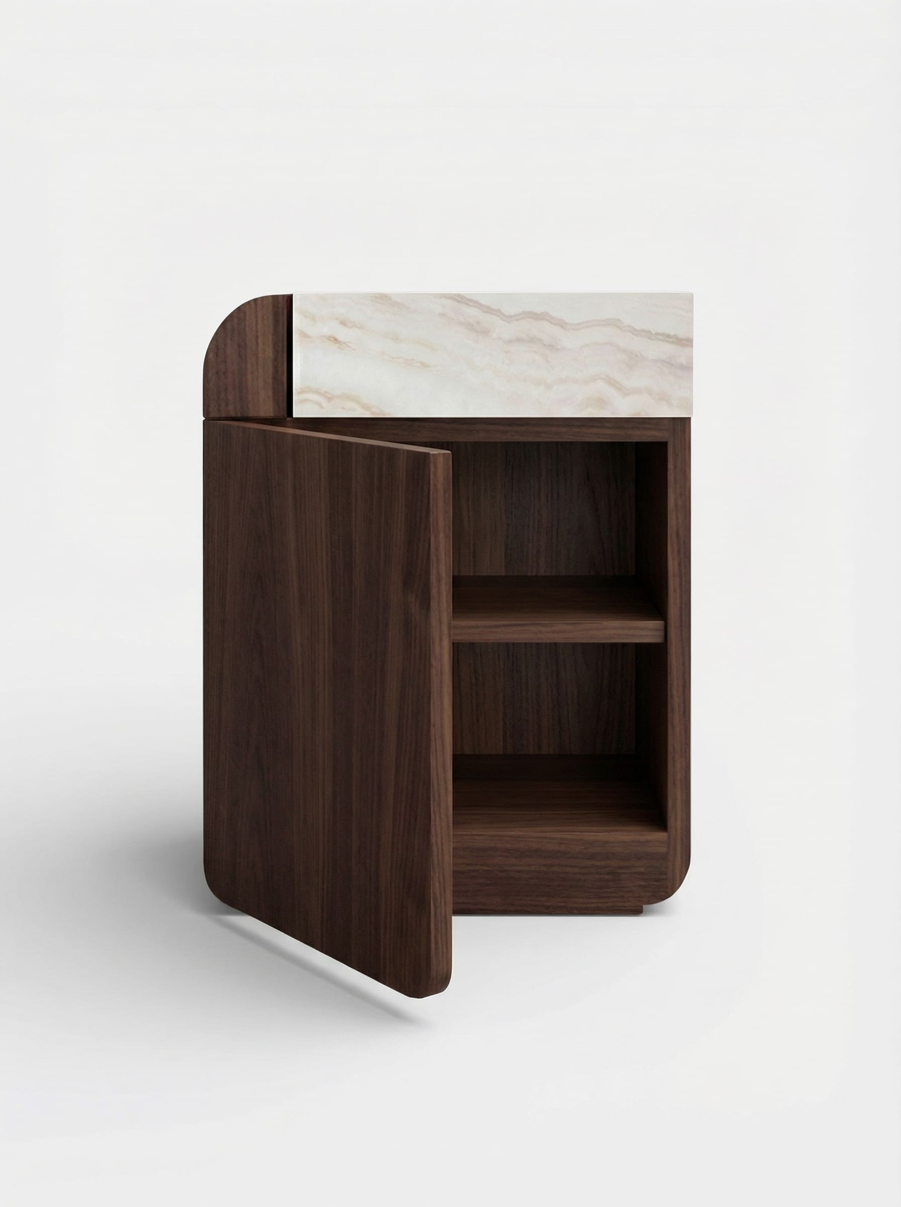 Side Table AMO WALNUT & IVORY ONYX STORAGE TABLE MARBERA