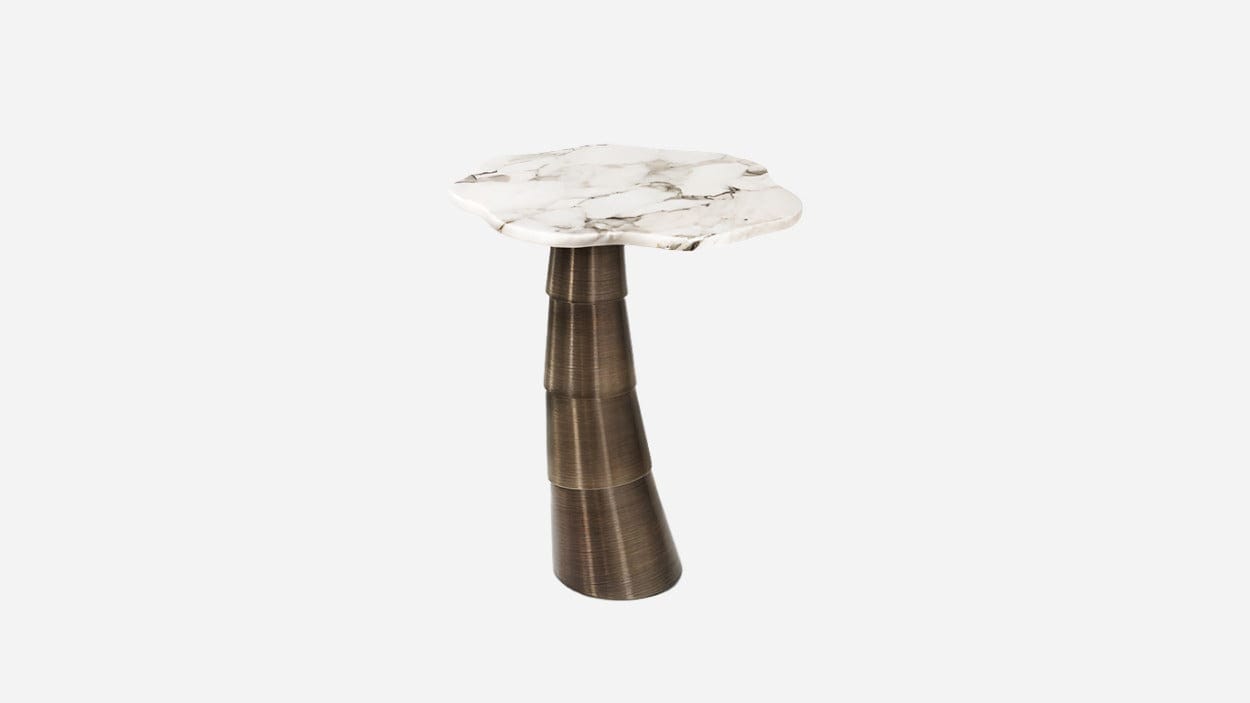 Side Table Calacatta Gold Marble PALM SIDE TABLE INSIDHERLAND