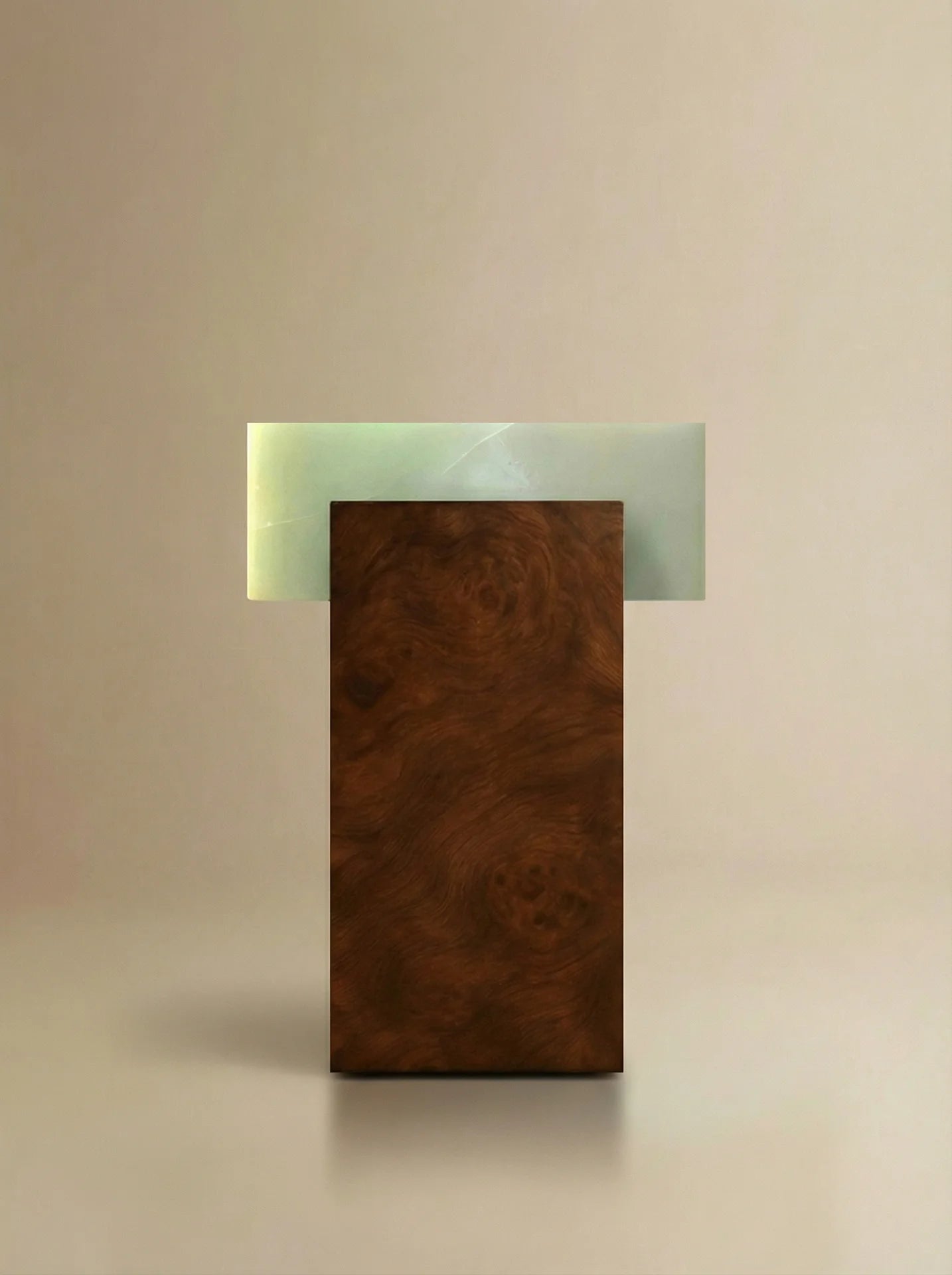 Side Table GAIA BURL WOOD & GREEN ONYX MARBERA