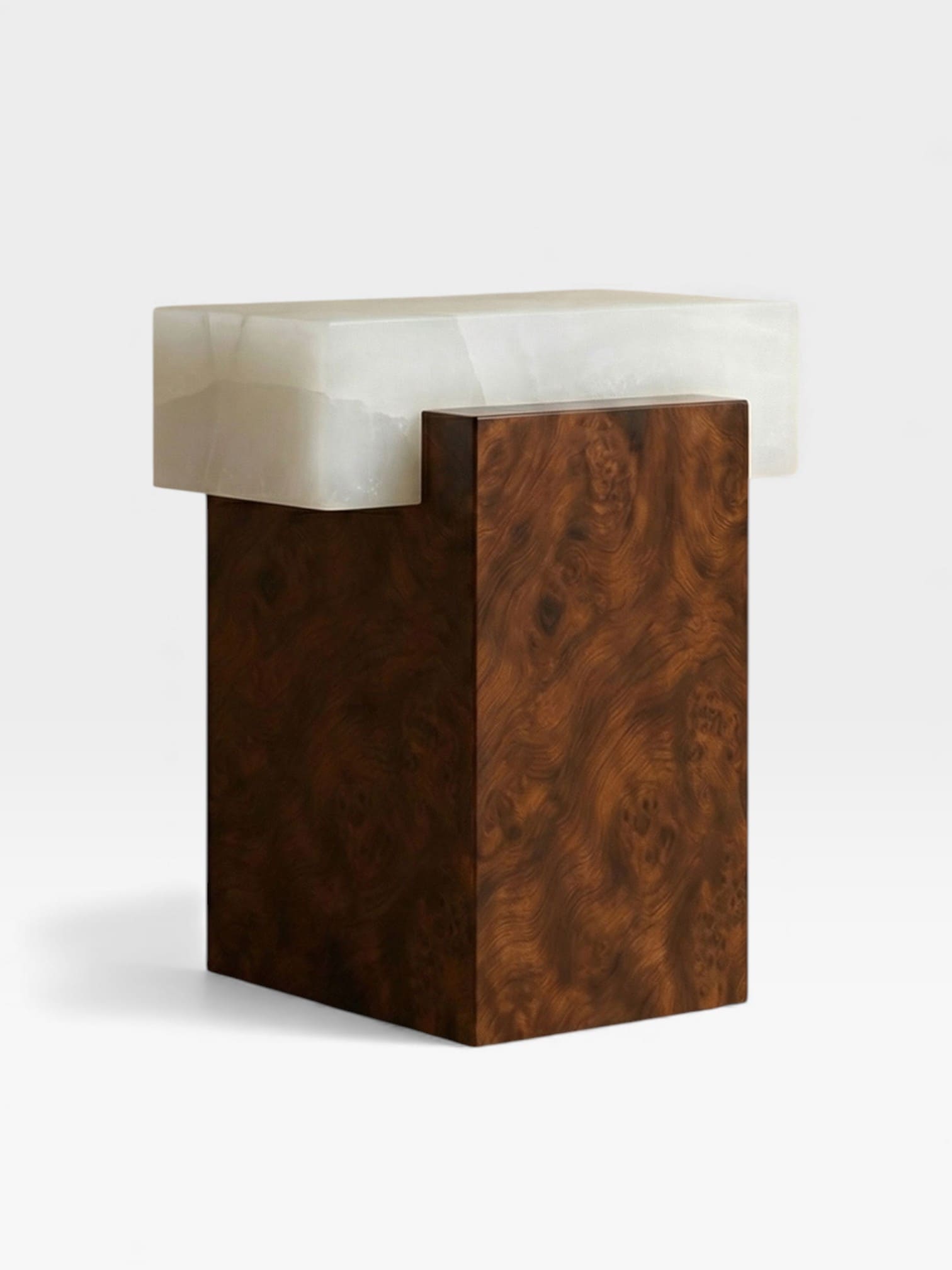 Side Table GAIA BURL WOOD & WHITE ONYX MARBERA