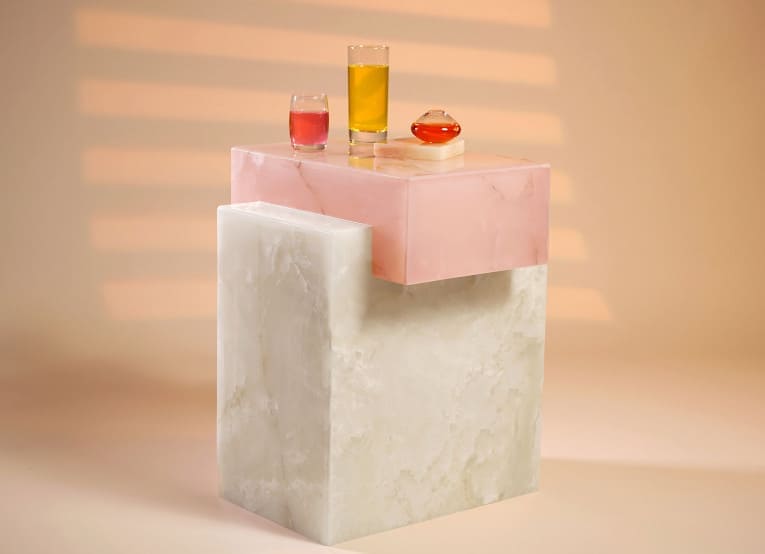 Side Table GAIA PINK ONYX TABLE MARBERA
