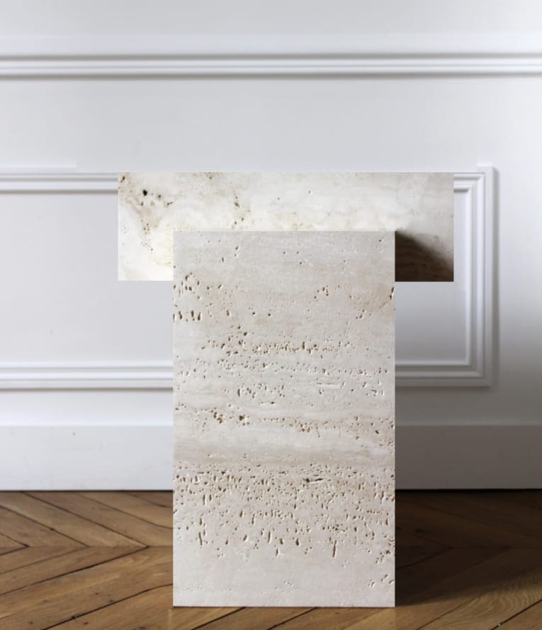 Side Table GAIA TRAVERTINO TABLE MARBERA