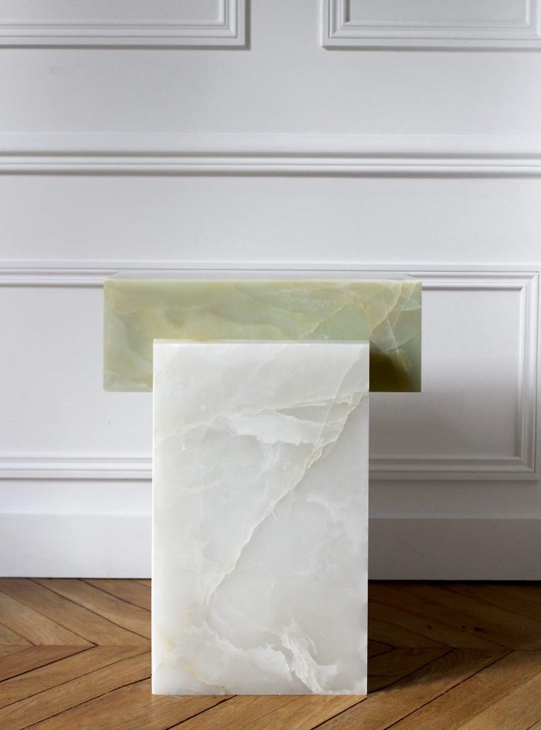 Side Table GAIA WHITE & GREEN ONYX TABLE MARBERA