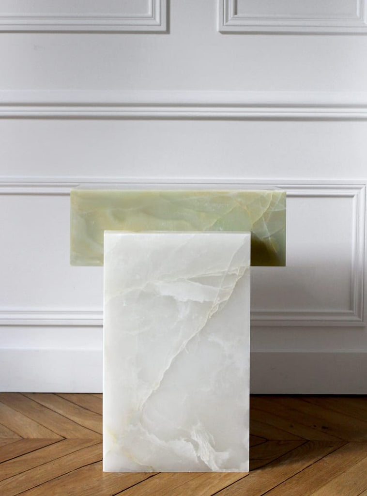 Side Table GAIA WHITE & GREEN ONYX TABLE MARBERA