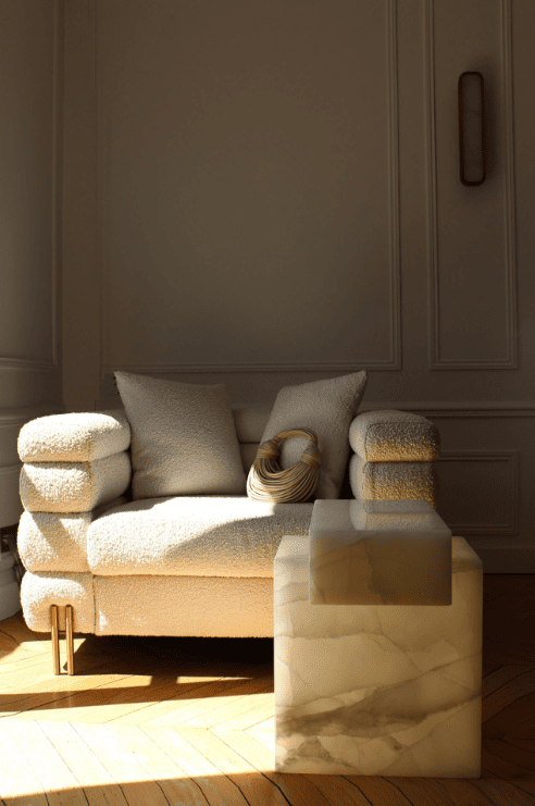 Side Table GAIA WHITE ONYX TABLE MARBERA