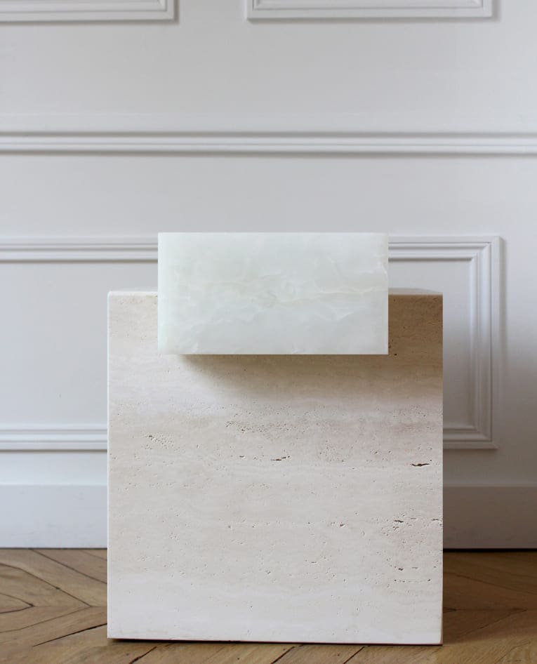 Side Table GAIA WHITE ONYX & TRAVERTINE TABLE MARBERA