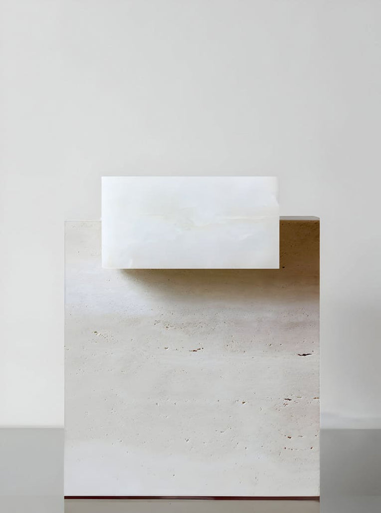 Side Table GAIA WHITE ONYX & TRAVERTINE TABLE MARBERA