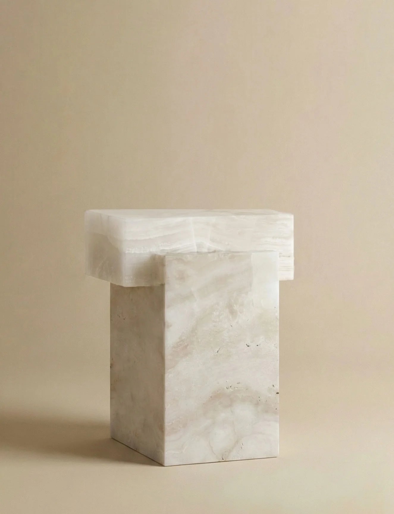 Side Table GAIA WHITE ONYX & TRAVERTINE TABLE MARBERA