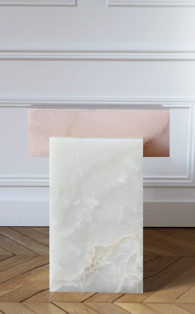 Side Table GAIA WHITE & PINK ONYX TABLE MARBERA
