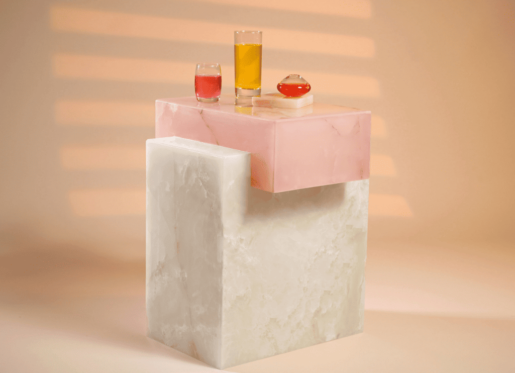 Side Table GAIA WHITE & PINK ONYX TABLE MARBERA