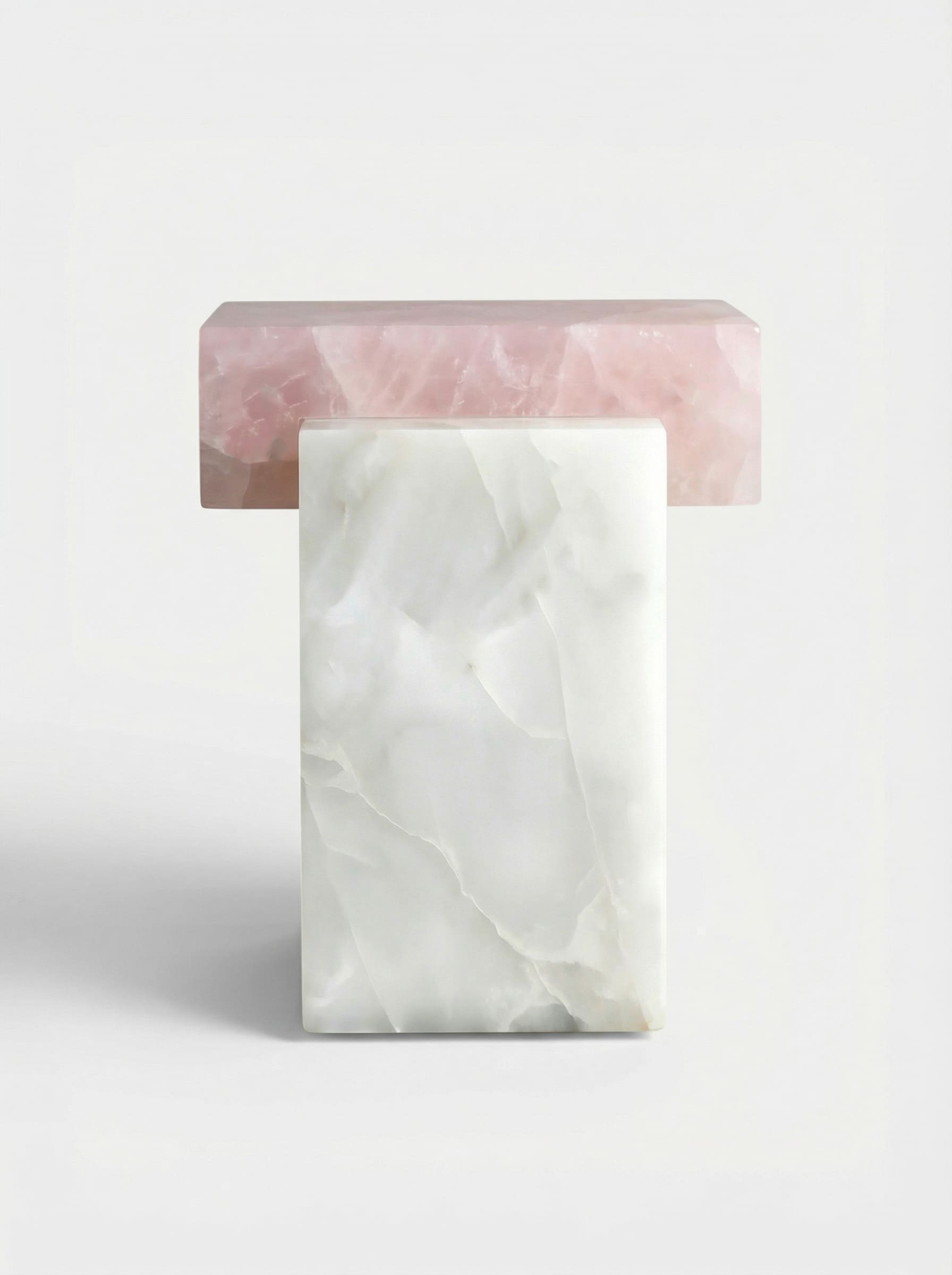 Side Table GAIA WHITE & PINK ONYX TABLE MARBERA