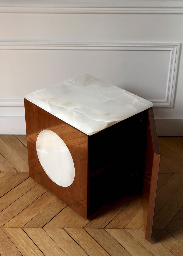 Side Table RINO WALNUT & ONYX TABLE MARBERA