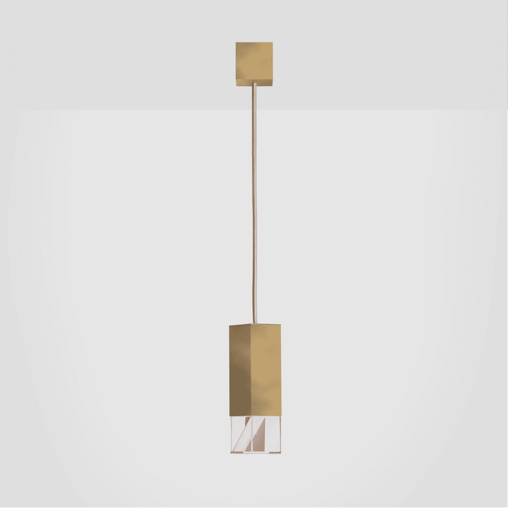 Pendant Lamp LAMP/ONE | SOLID BRASS WITH A STRIPED BURNISHED FINISH | SINGLE SUSPENSION FORMAMINIMA