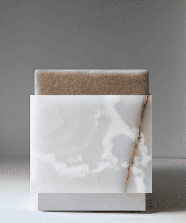 Stool Mohair Velvet ALFIE SHELL ONYX STOOL MARBERA