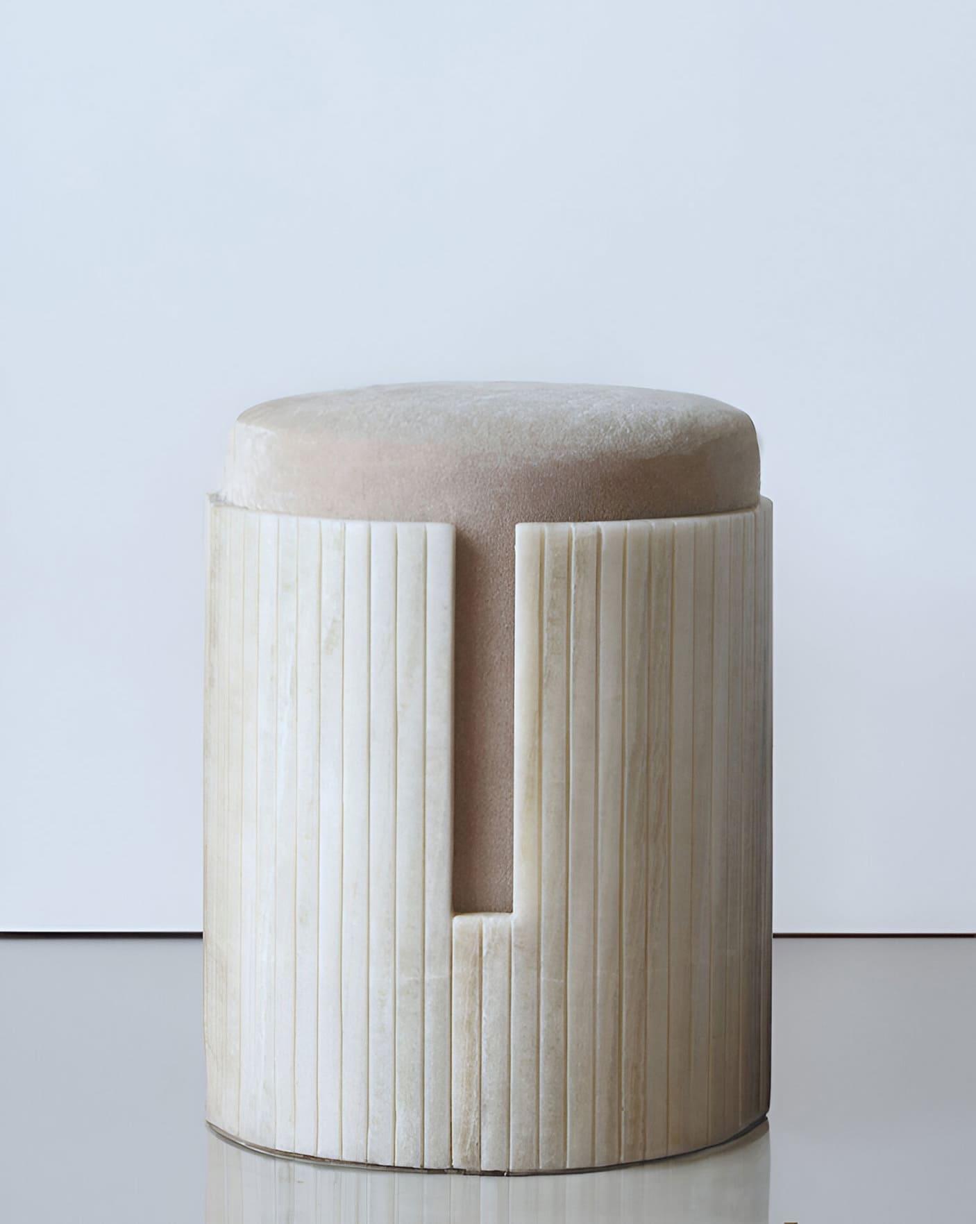 Stool Mohair Velvet IVORY ONYX DOLCE STOOL MARBERA