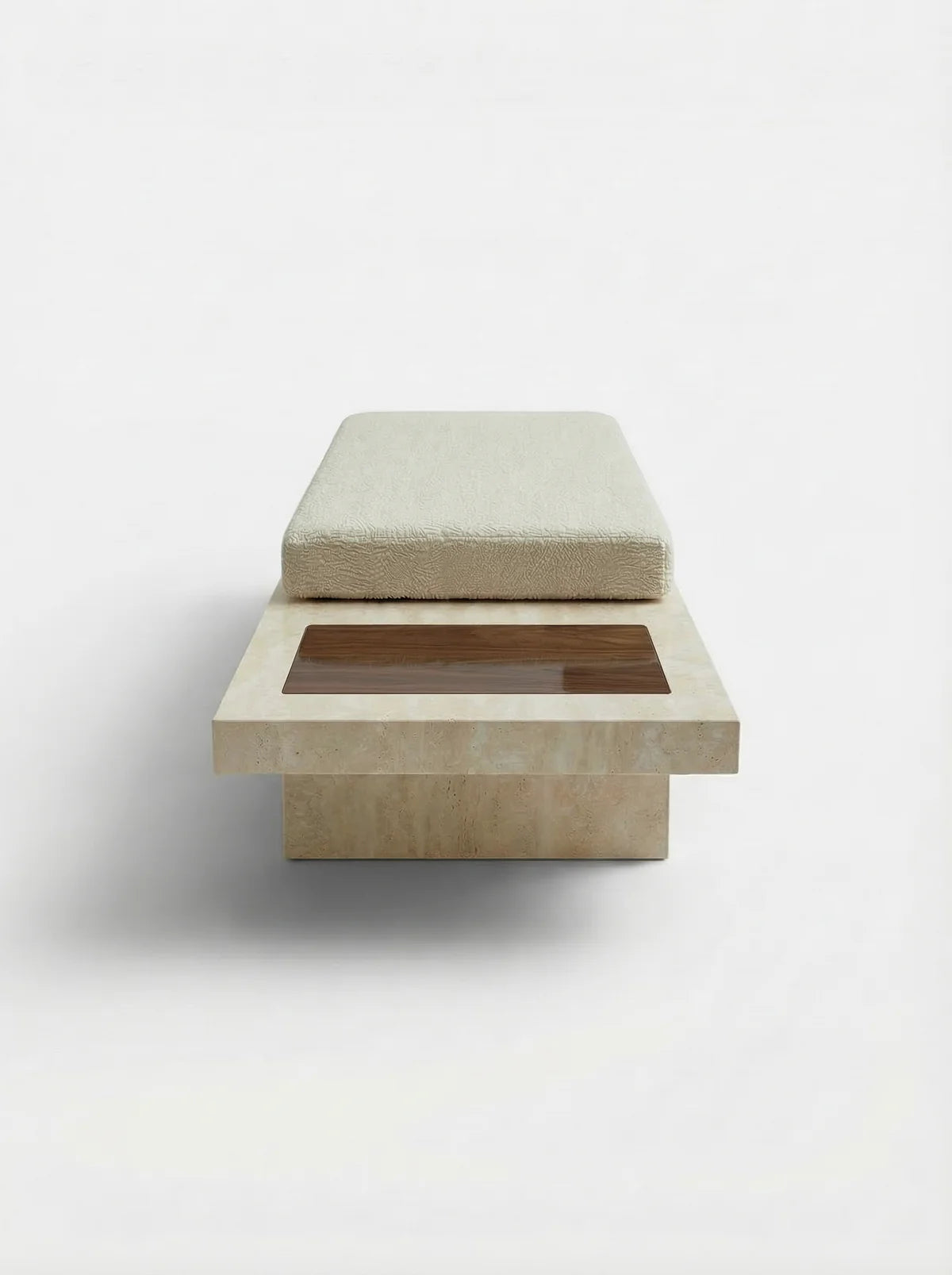 SYBILLE TRAVERTINE & WOOD BENCH