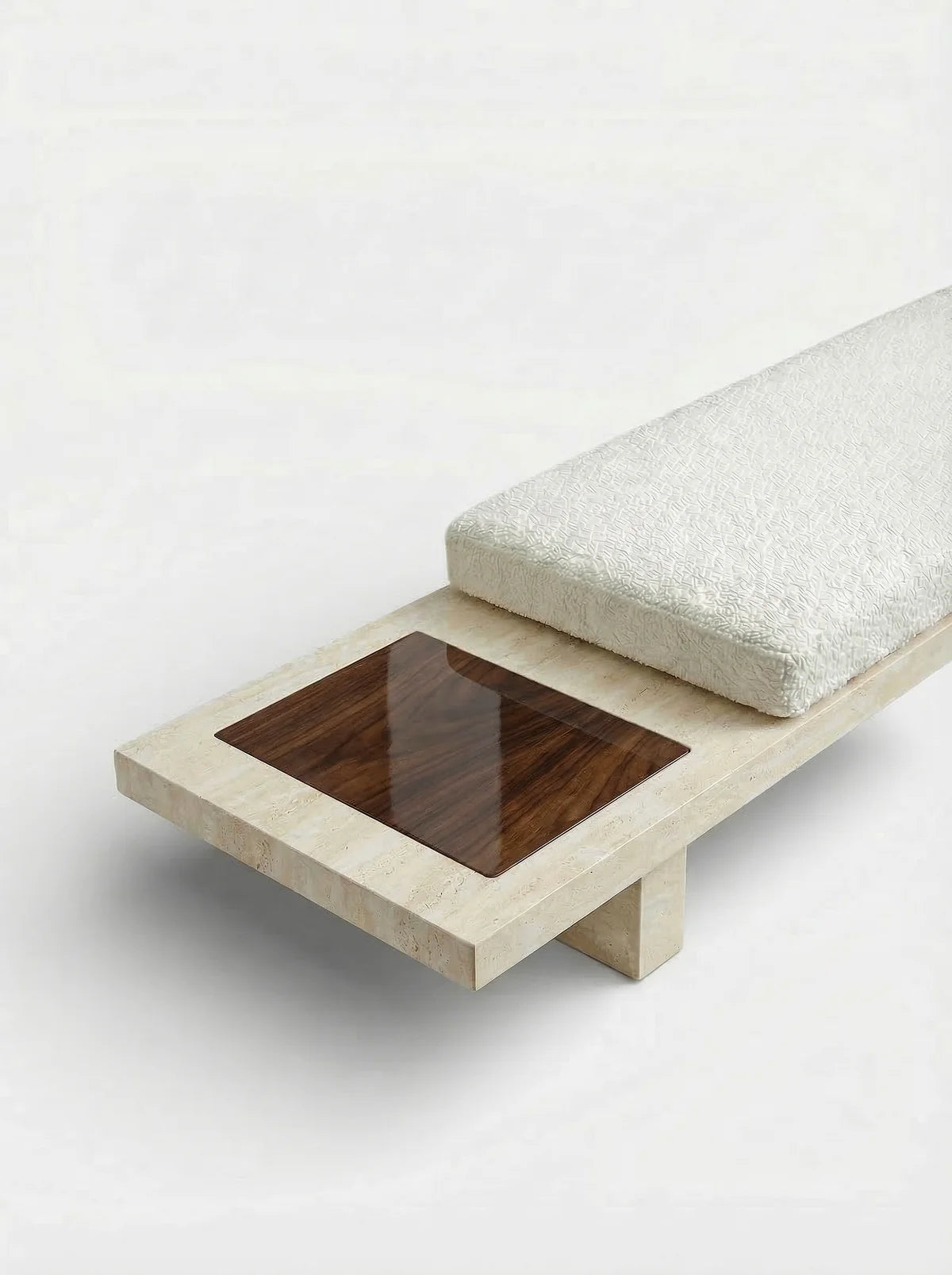 SYBILLE TRAVERTINE & WOOD BENCH