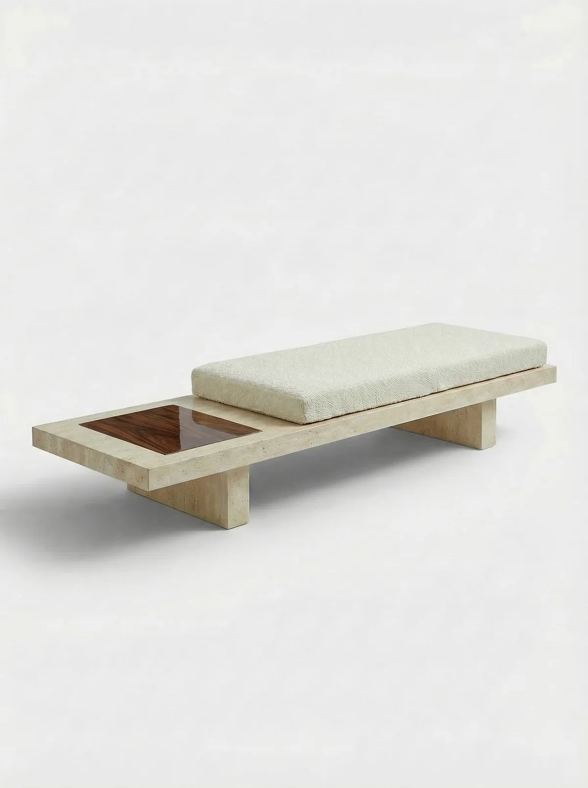 SYBILLE TRAVERTINE & WOOD BENCH