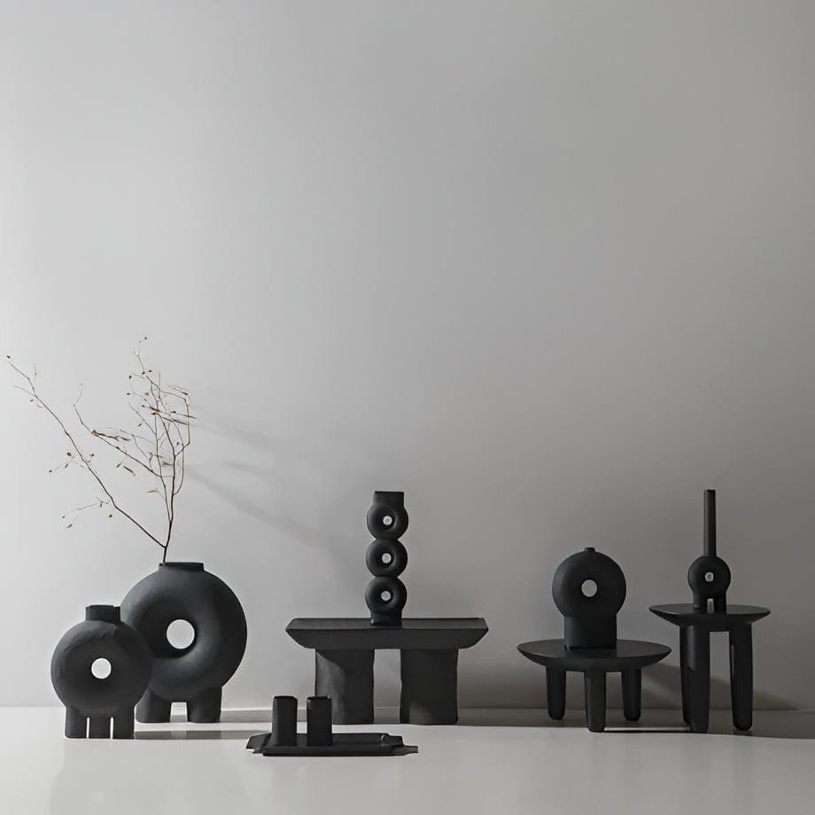 Vase Black KUMANEC SET OF VASES FAINA