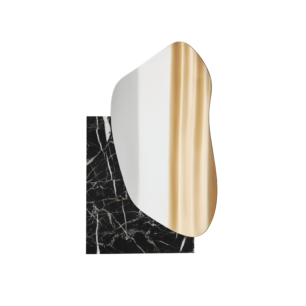 Wall Mirror Black Marble Alanya / Travertino Chiaro Classic LAKE MIRROR 1 NOOM